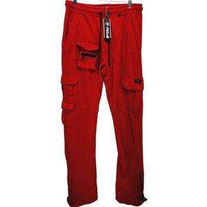Preme Red Cargo Jogger SweatPants Mens Size Small Cotton
